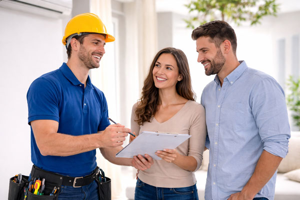 airco installeren advies monteur met klant woning